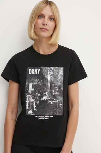 Bavlnené tričko Dkny dámske, čierna farba, DP4T9725