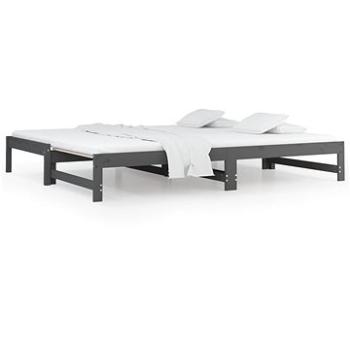 Výsuvná posteľ sivá 2× (90 × 190) cm masívna borovica, 820439