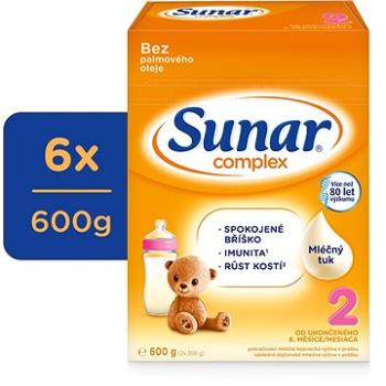 Sunar Complex 2 pokračovacie dojčenské mlieko, 6× 600 g (8592084416607) + ZDARMA Pexeso DINO