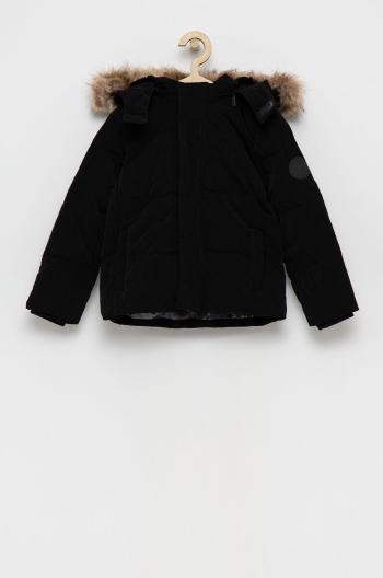 Detská páperová bunda Guess čierna farba