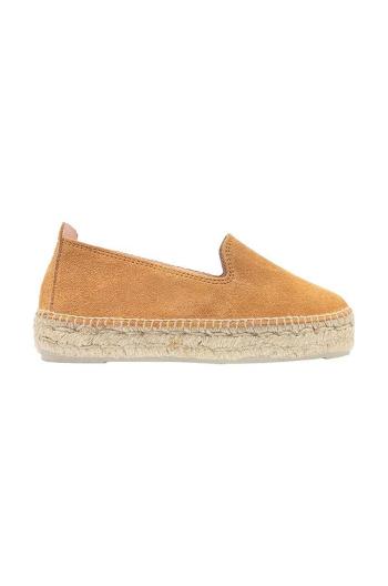 Semišové espadrilky Manebi Double Sole Espadrilles hnedá farba, na platforme, R 3.9 D0