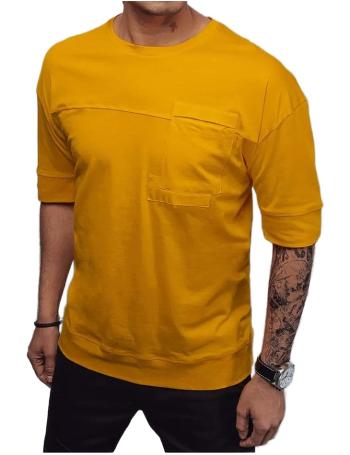 Horčicové pánske tričko s náprsným vreckom vel. XL