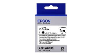 Epson LK-4WBA3 C53S654903 4mm x 3m, čierna tlač / biely podklad, originálna zmršťovacia bužírka