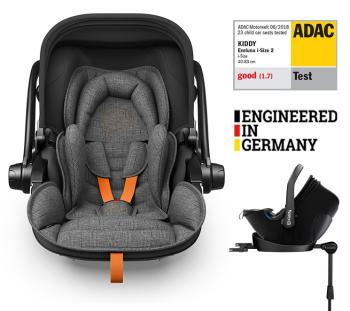 KIDDY Autosedačka Evoluna i-size 2 + Isofix základňa 40-83cm Stone Grey Mel.-Solar Orange BZP