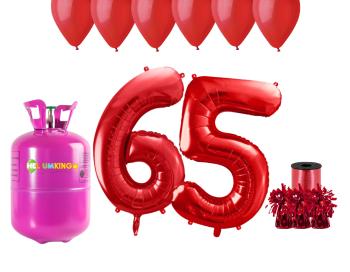 HeliumKing Hélium párty set na 65. narodeniny s červenými balónmi