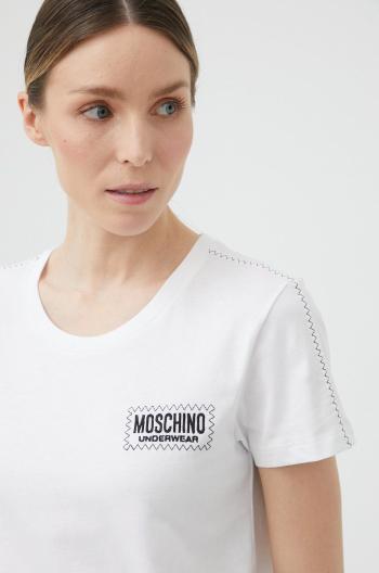 Bavlnené pyžamové tričko Moschino Underwear biela farba,