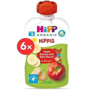 HiPP BIO Hippies, kapsička jablko-banán-baby sušienky, 6× 100 g (9062300433729)