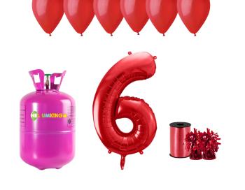 HeliumKing Hélium párty set na 6. narodeniny s červenými balónmi