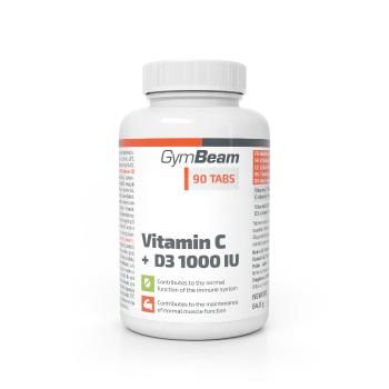 Vitamín C + D3 1000 IU - GymBeam, 90tbl