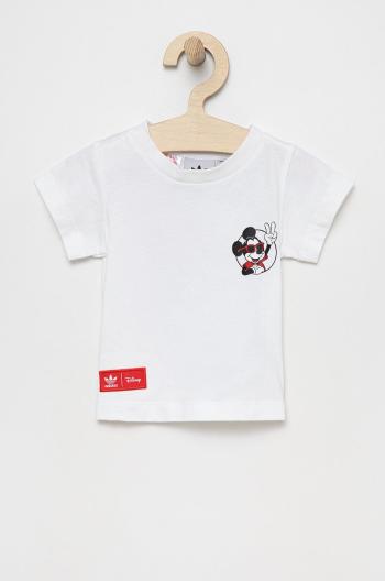 Detské bavlnené tričko adidas Originals Disney HF7523 biela farba, s potlačou