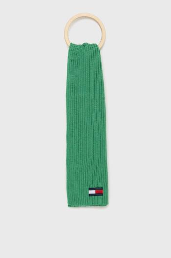 Detský šál Tommy Hilfiger zelená farba, jednofarebný