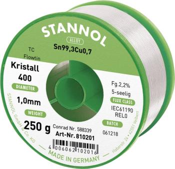 Stannol Ecology TC spájkovací cín bez olova cievka Sn99,3Cu0,7 250 g 1 mm