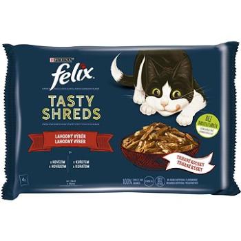 Felix Tasty Shreds s hovädzím a kuraťom v šťave 4× 80 g (7613038644257)