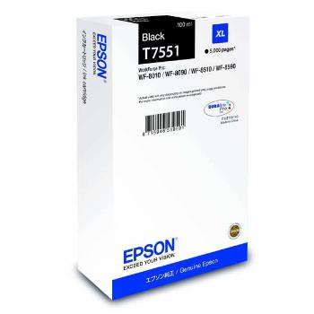 Epson originál ink C13T755140, T7551, XL, black, 5000str., 100ml, 1ks, Epson WorkForce Pro WF-8590DWF, čierna