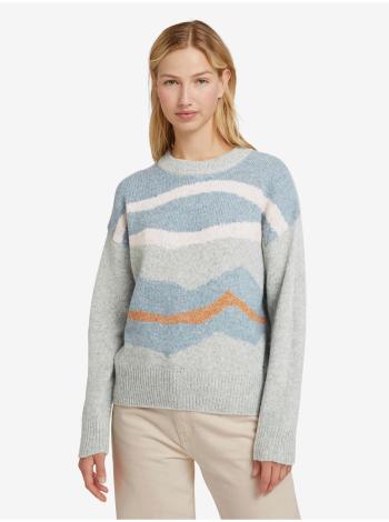 Svetlomodrý dámsky vzorovaný sveter Tom Tailor Denim