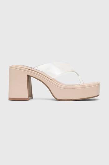 Žabky Steve Madden Jilly dámske, béžová farba, na podpätku, SM11002475