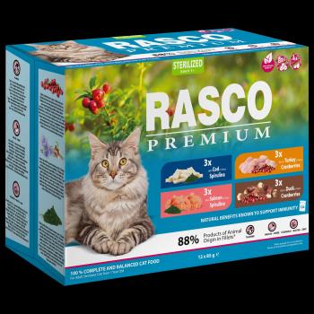 RASCO Kapsičky Premium Cat Pouch Sterilized - losos, treska, kačacie, morka 12 x 85 g