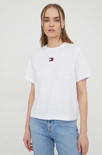 Tričko Tommy Jeans dámsky,biela farba,DW0DW17391