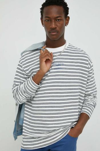 Bavlnené tričko s dlhým rukávom Marc O'Polo DENIM biela farba, vzorované