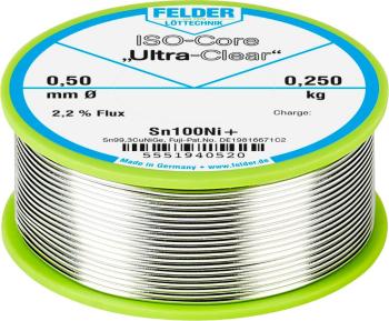 Felder Löttechnik ISO-Core "Ultra-Clear" Sn100Ni+ spájkovací cín bez olova cievka Sn99,25Cu0,7Ni0,05 0.250 kg 0.5 mm