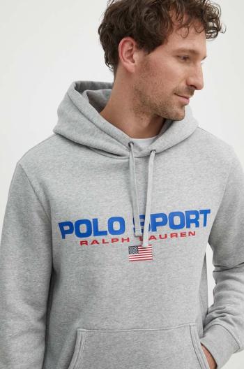 Mikina Polo Ralph Lauren pánska,šedá farba,s kapucňou,s potlačou,710938447