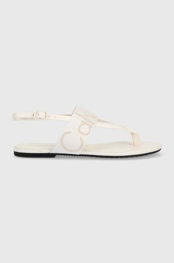 Sandále Calvin Klein Jeans FLAT SANDAL WEBBING dámske, béžová farba, YW0YW00956