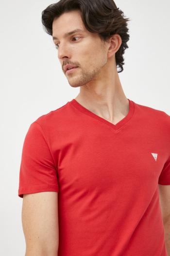 Tričko Guess pánske, červená farba, jednofarebné
