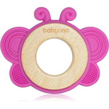 BabyOno Wooden & Silicone Teether hryzadielko Butterfly 1 ks