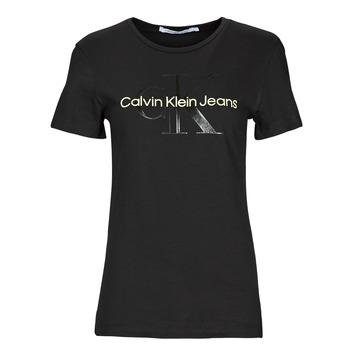 Calvin Klein Jeans  Tričká s krátkym rukávom GLOSSY MONOGRAM SLIM TEE  Čierna