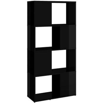 Shumee deliaca stena čierna vysoký lesk 60 × 24 × 124,5 cm, 809087