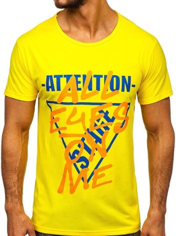 Žlté pánske tričko s potlačou Bolf KS1995