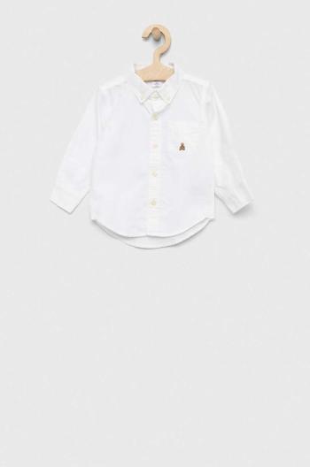 Detská bavlnená košeľa GAP biela farba