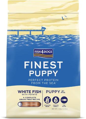 FISH4DOGS Granule malé pre šteniatka Finest biela ryba so zemiakmi 1,5kg, 2m+