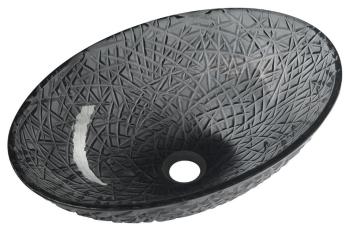 SAPHO - PURUS sklenené gravírované umývadlo 50x36 cm, čierna TY305SG
