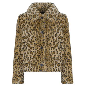 Guess  CECILE PRINT LEOPARD FAUX FUR  Kabáty Hnedá