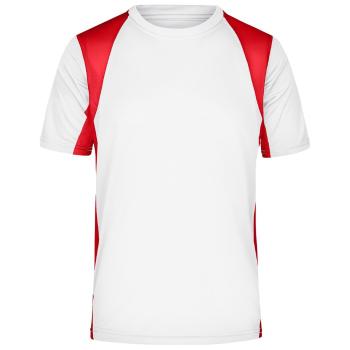 James & Nicholson Pánske športové tričko s krátkym rukávom JN306 - Biela / červená | S