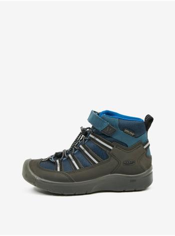 Modro-čierne detské nepromokavé topánky s koženými detailmi Keen Hikeport 2 Sport