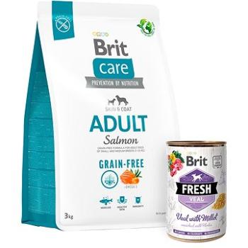 Brit Care Dog Grain-free s lososom Adult 3 kg + Brit Fresh Veal with millet 400 g (KRMP1260bun)