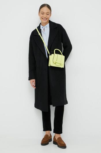 Kabát s prímesou vlny Vero Moda čierna farba, prechodný, oversize