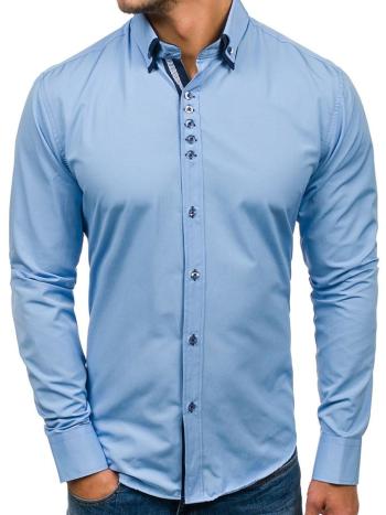 Blankytná pánska elegantá košeľa s dlhými rukávmi BOLF 4706