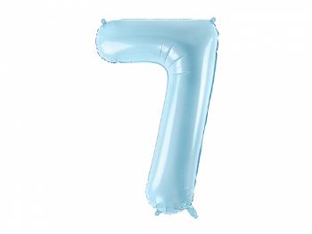 PartyDeco Fóliový balón narodeninové číslo 7 svetlomodrý