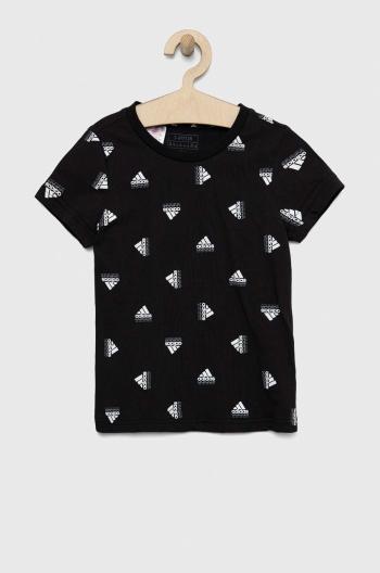 Detské bavlnené tričko adidas G BLUV čierna farba
