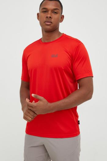 Športové tričko Jack Wolfskin Tech červená farba, jednofarebné