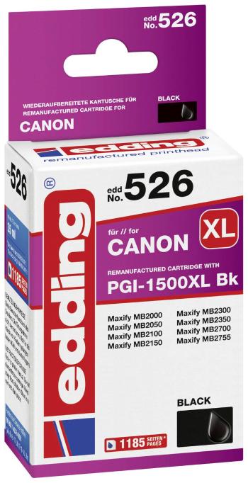 Edding Ink cartridge náhradný Canon PGI-1500XL Bk kompatibilná Single čierna EDD-526 18-526