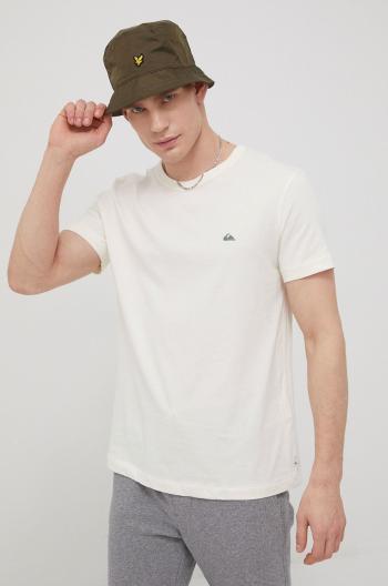 Bavlnené tričko Quiksilver krémová farba, jednofarebné