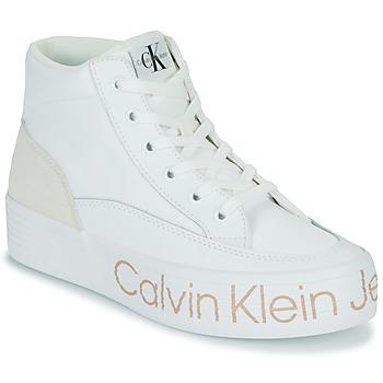 Calvin Klein Jeans  Členkové tenisky VULC FLATF MID WRAP AROUND LOGO  Biela