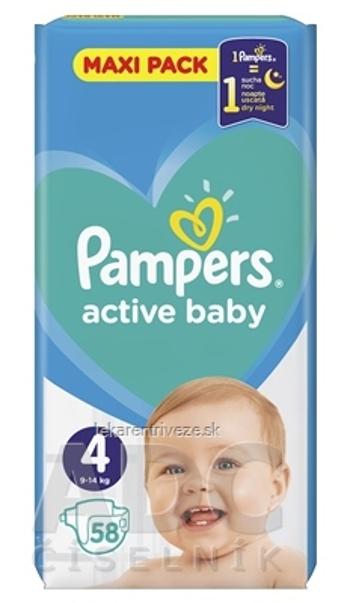 PAMPERS active baby Maxi Pack 4 Maxi detské plienky (9-14 kg)(inov.2018) 1x58 ks