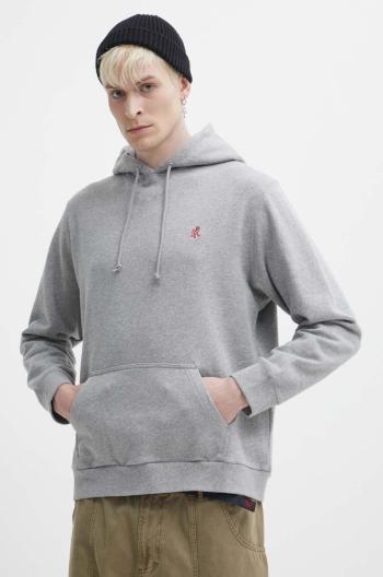 Bavlnená mikina Gramicci One Point Hooded Sweatshirt pánska, šedá farba, s kapucňou, jednofarebná