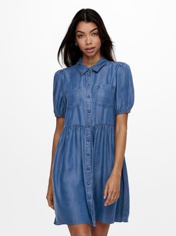 Modré rifľové košeľové šaty ONLY