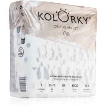 Kolorky Deluxe Velvet Dots jednorazové EKO plienky veľkosť L 8-13 kg 19 ks